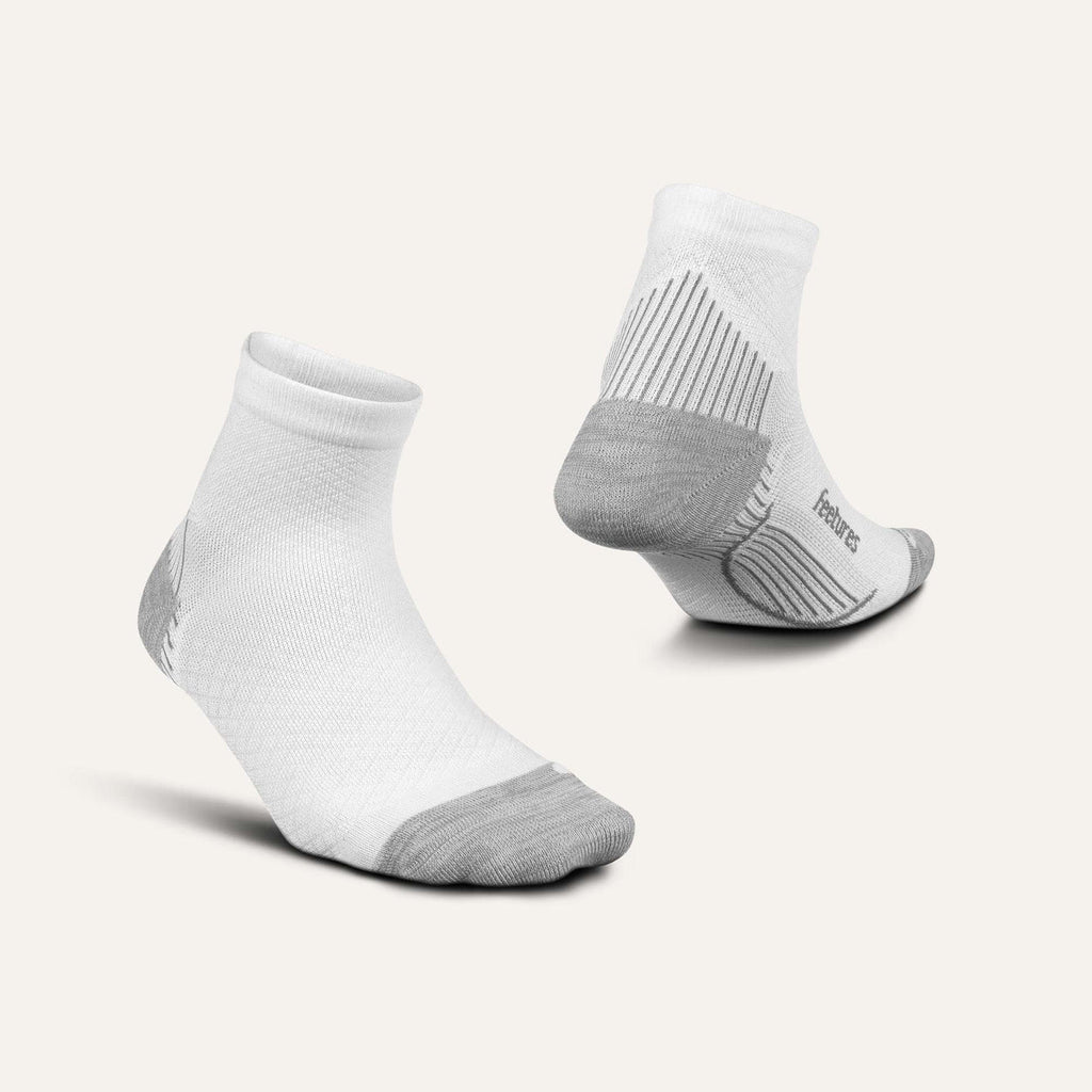 Feetures Plantar Fasciitis Relief Sock Light Cushion Quarter White Large